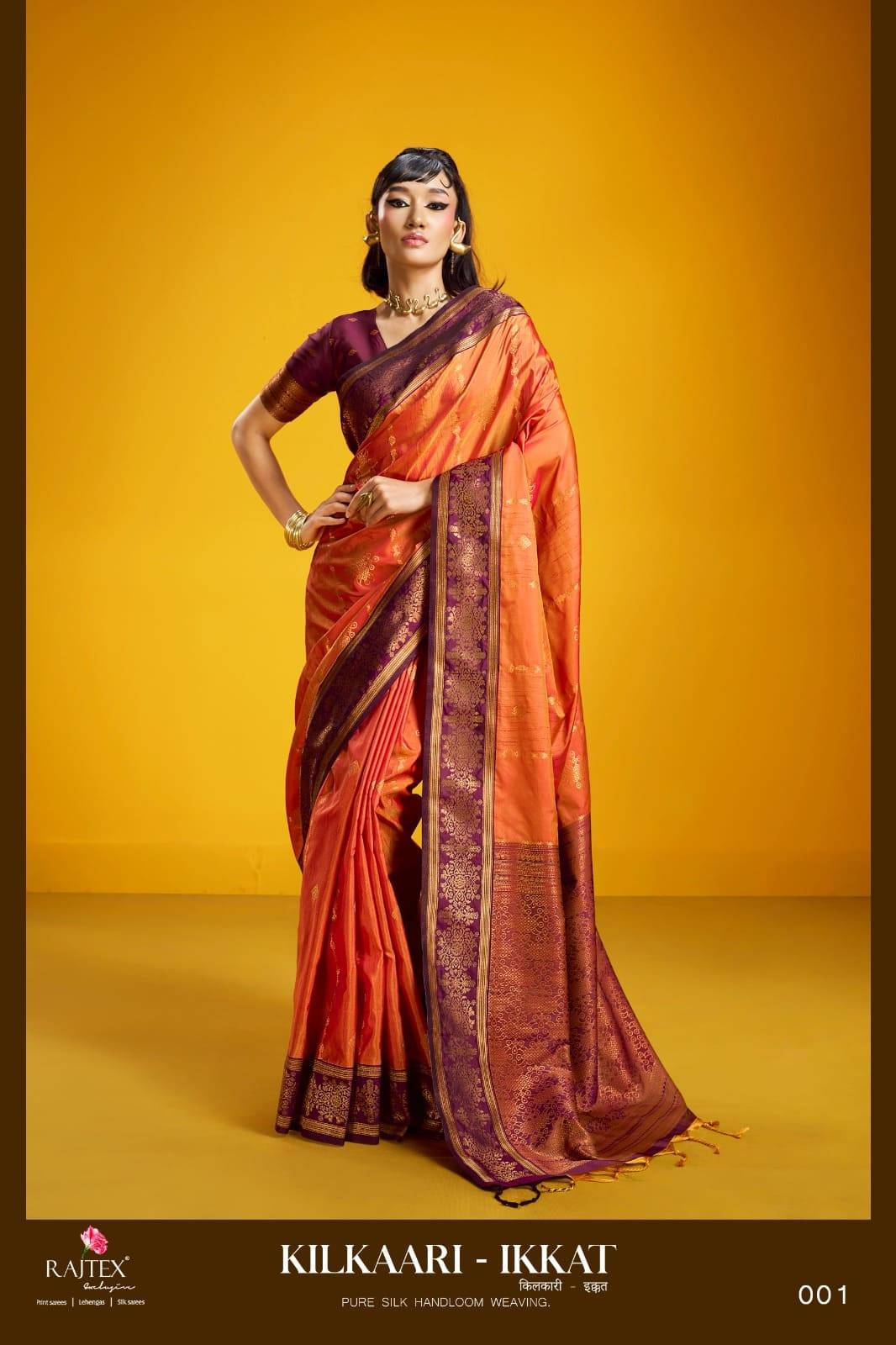 Kilkaari ikkat By Raj Tex 001 to 006 Series Indian Traditional Wear Collection Beautiful Stylish Fancy Colorful Party Wear & Occasional Wear Satin Crepe Sarees At Wholesale Price